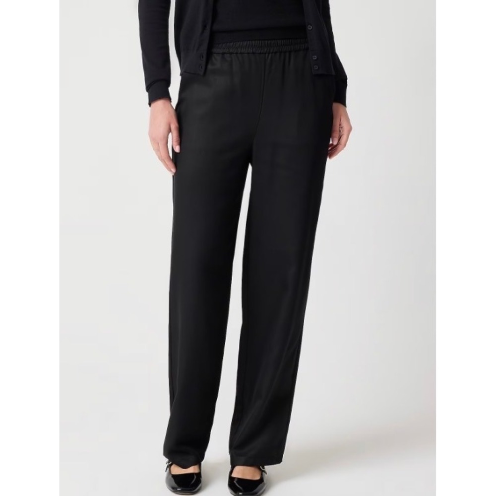 J.Crew Factory Womens Black Lyocell Wide Leg Pull-On Pants Size 10 NWT CL225